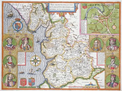 Lancashire in 1610, uit John Speed